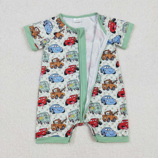Car with Zipper Baby Romper