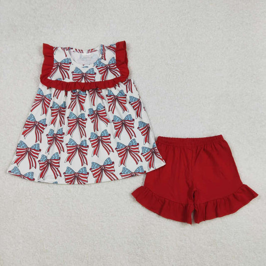 4th of july bow Girls Set