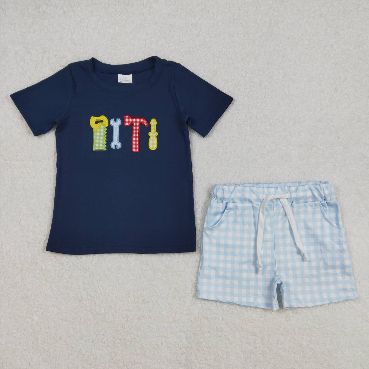 Navy Embroidery tool Short sleeve Boy Set