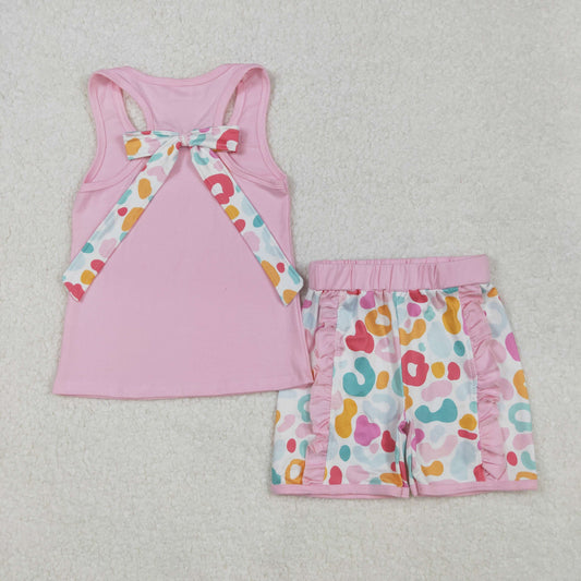 Leopard Pink print girls Suit Summer Set
