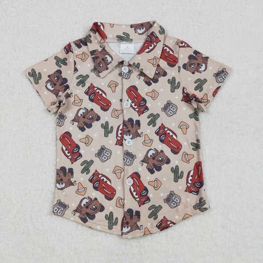cactus Car With Button Boy Shirt