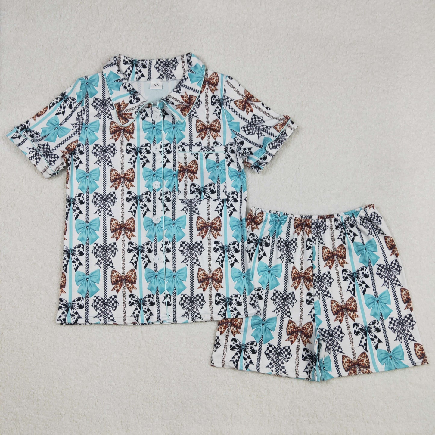 Adult Leopard Bow short pajamas