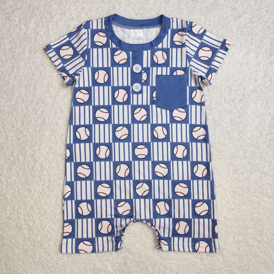 baseball Print Short Sleeve Baby Romper