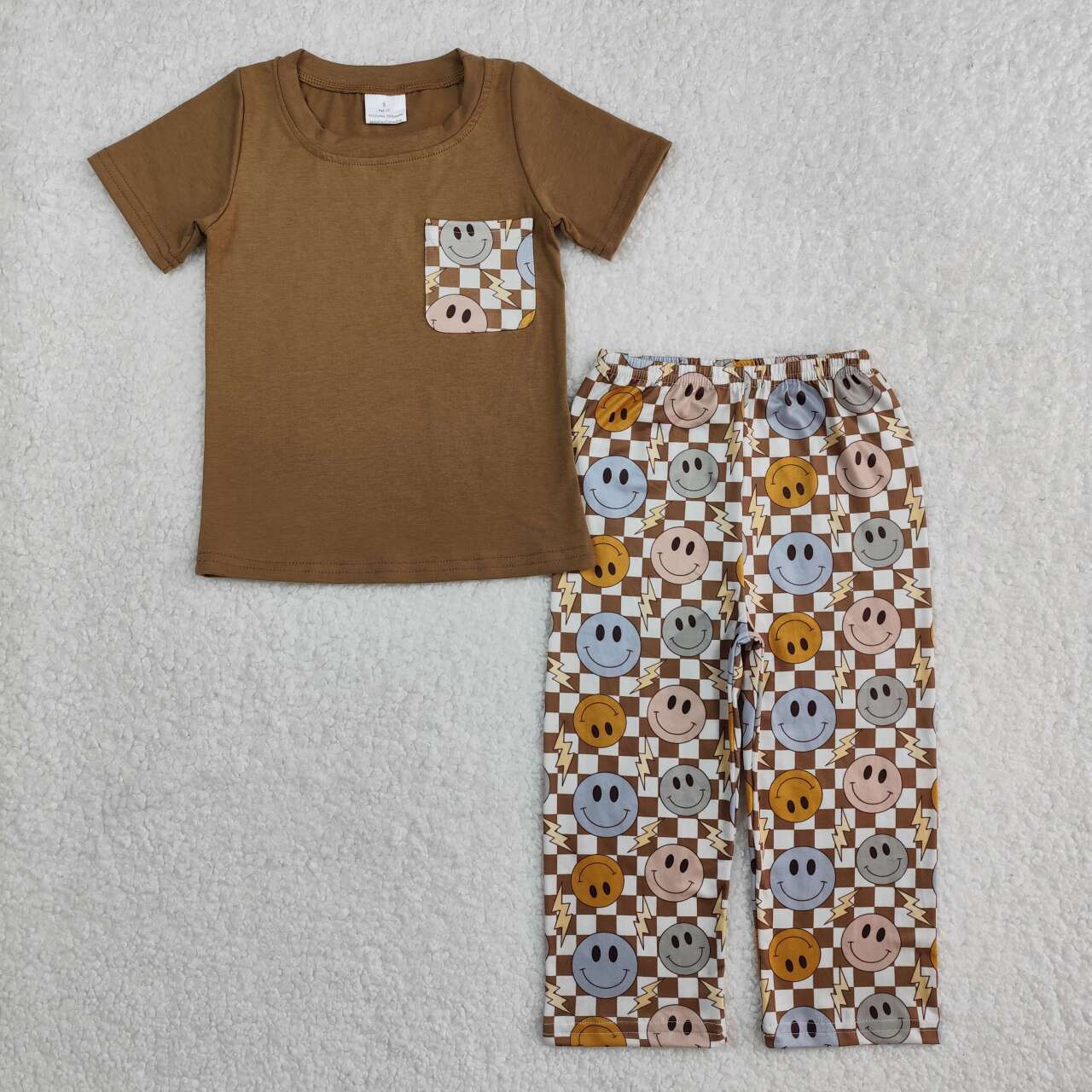 brown smile Short sleeve Boy Set