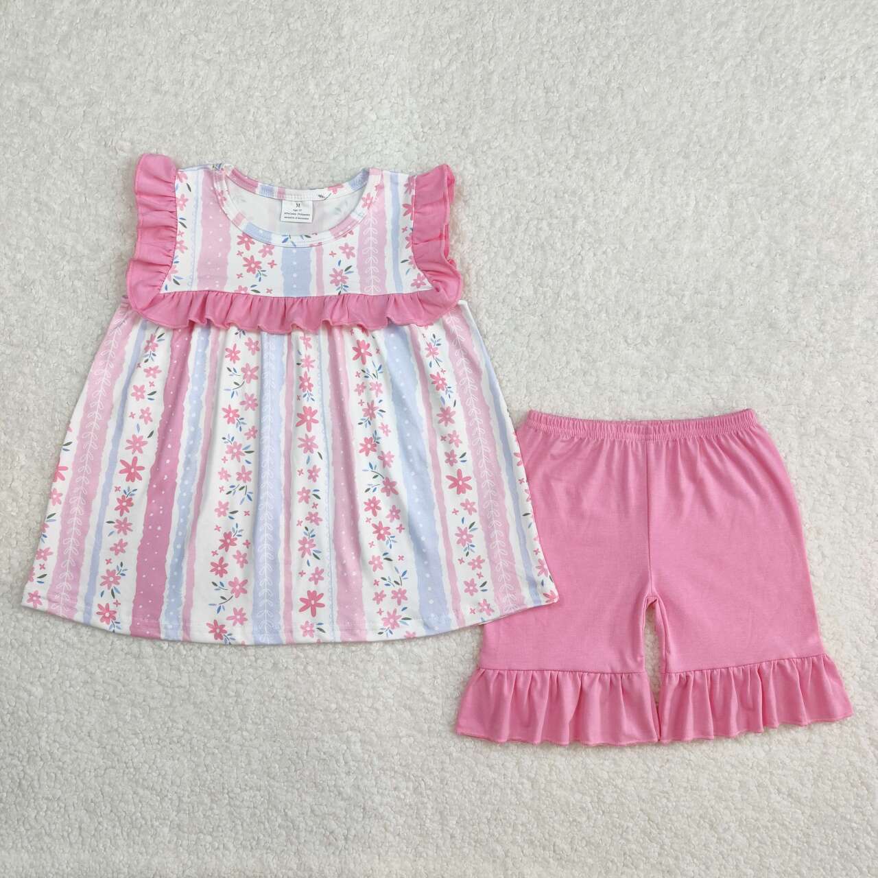 Pink floral print girls Suit Summer Set