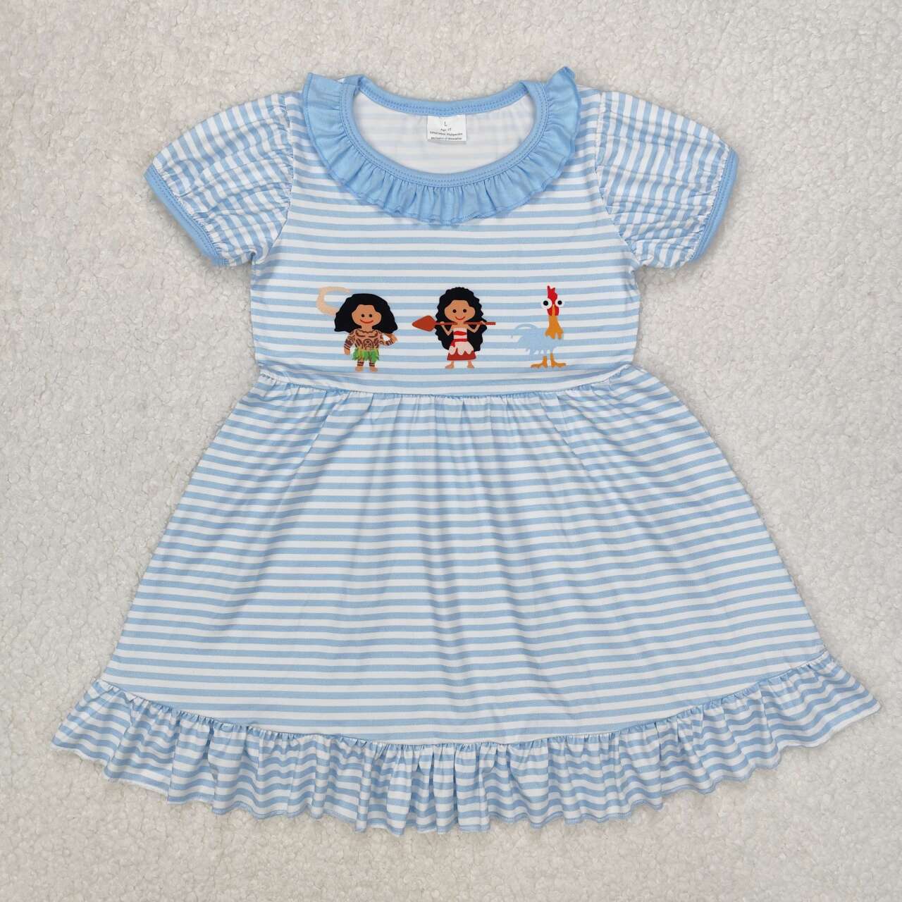 Blue Stripe embroidered Girls Dress