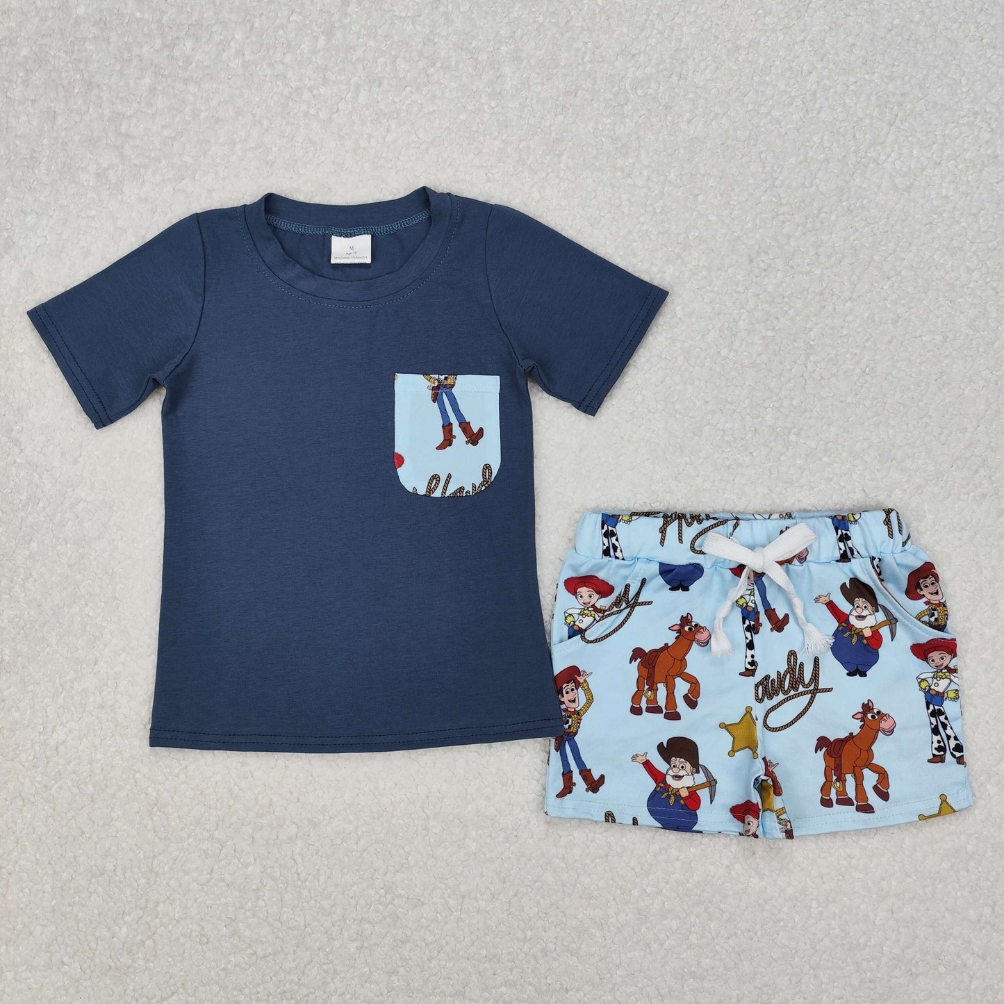Blue Cartoon Short sleeve Boy Set
