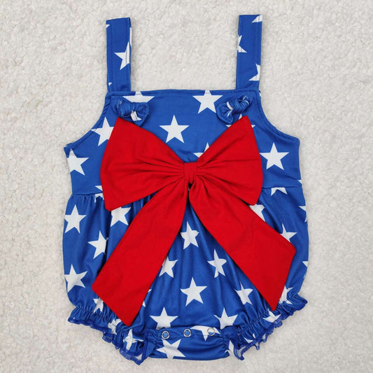 july of 4th star Print Short Sleeve Baby Romper
