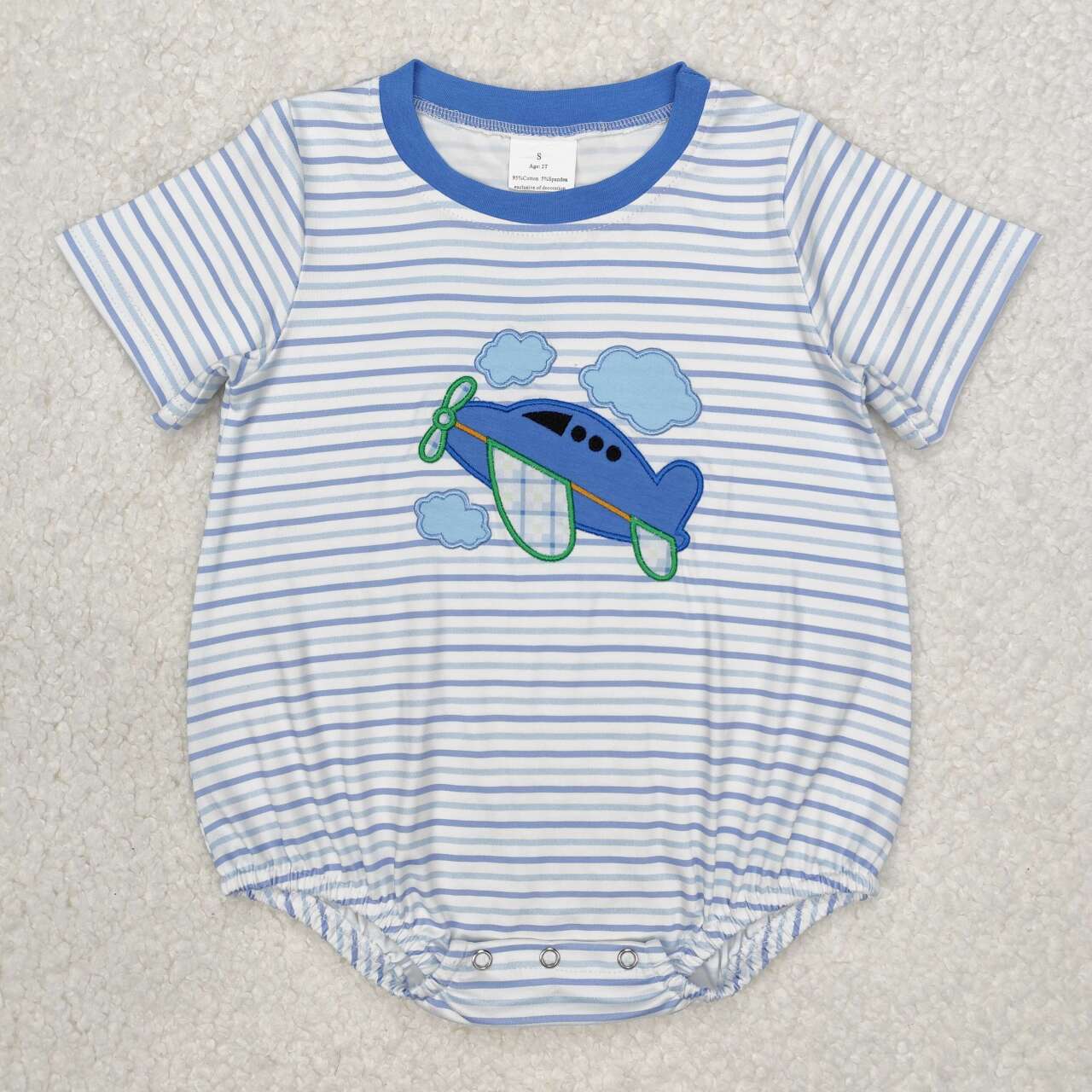 airplane embroidery Baby Romper