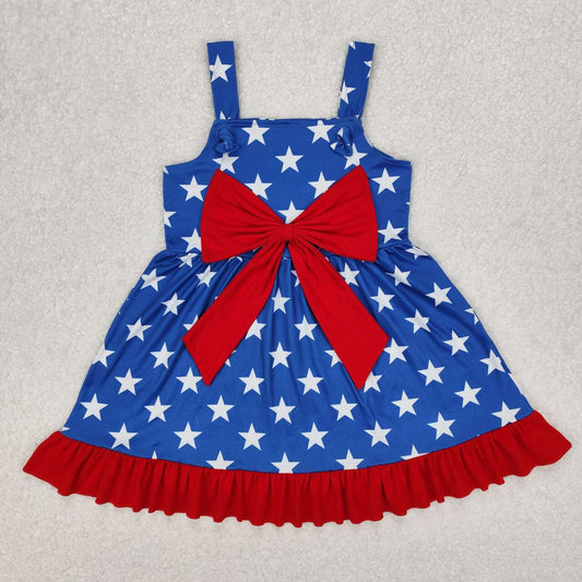 july of 4th Blue star print Boutique girls dress