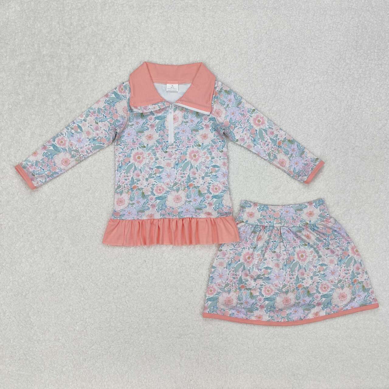 Blue floral long sleeve suit
