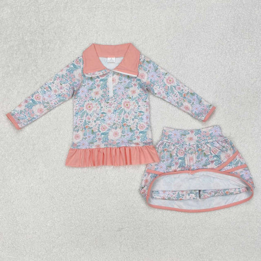 Blue floral long sleeve suit