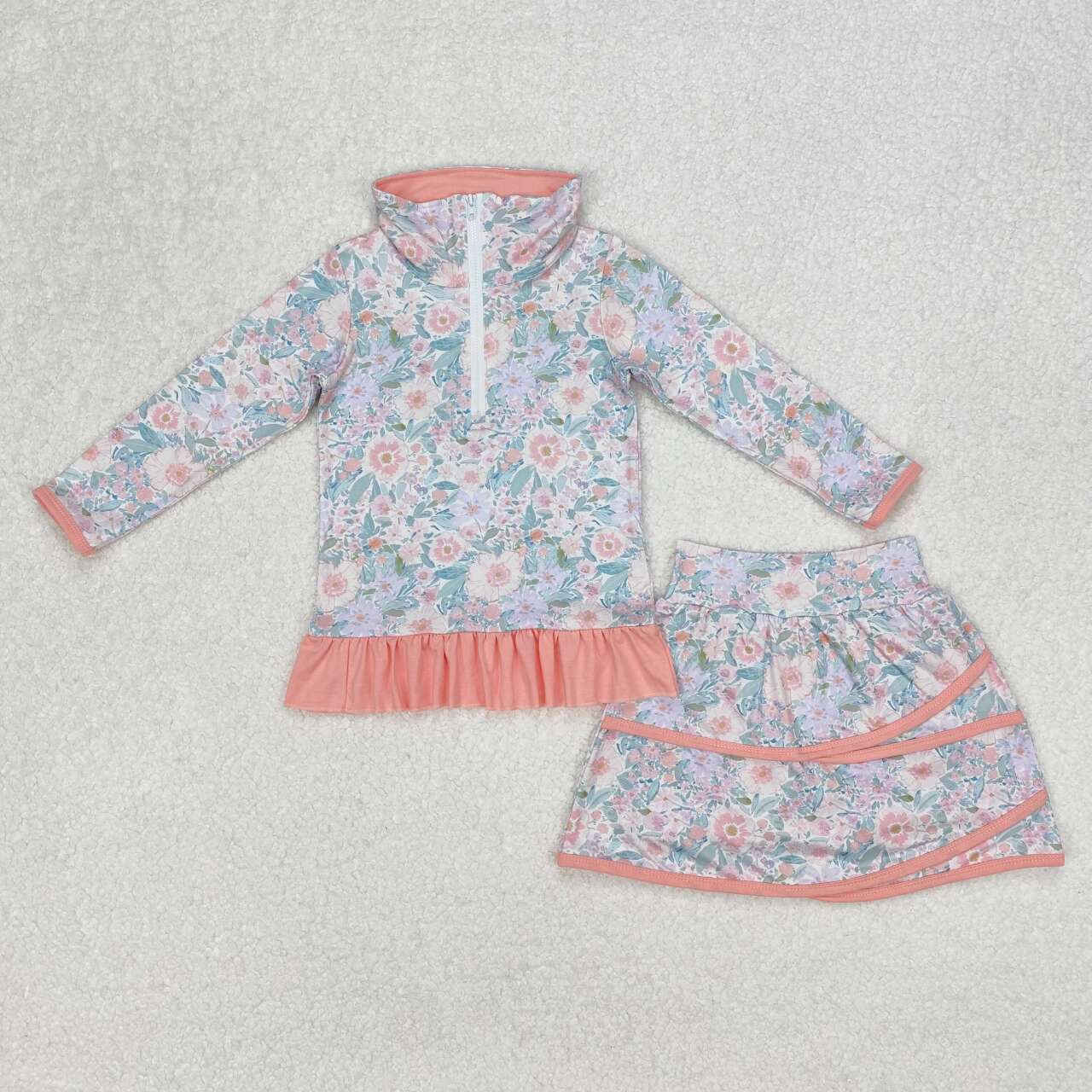 Blue floral long sleeve suit