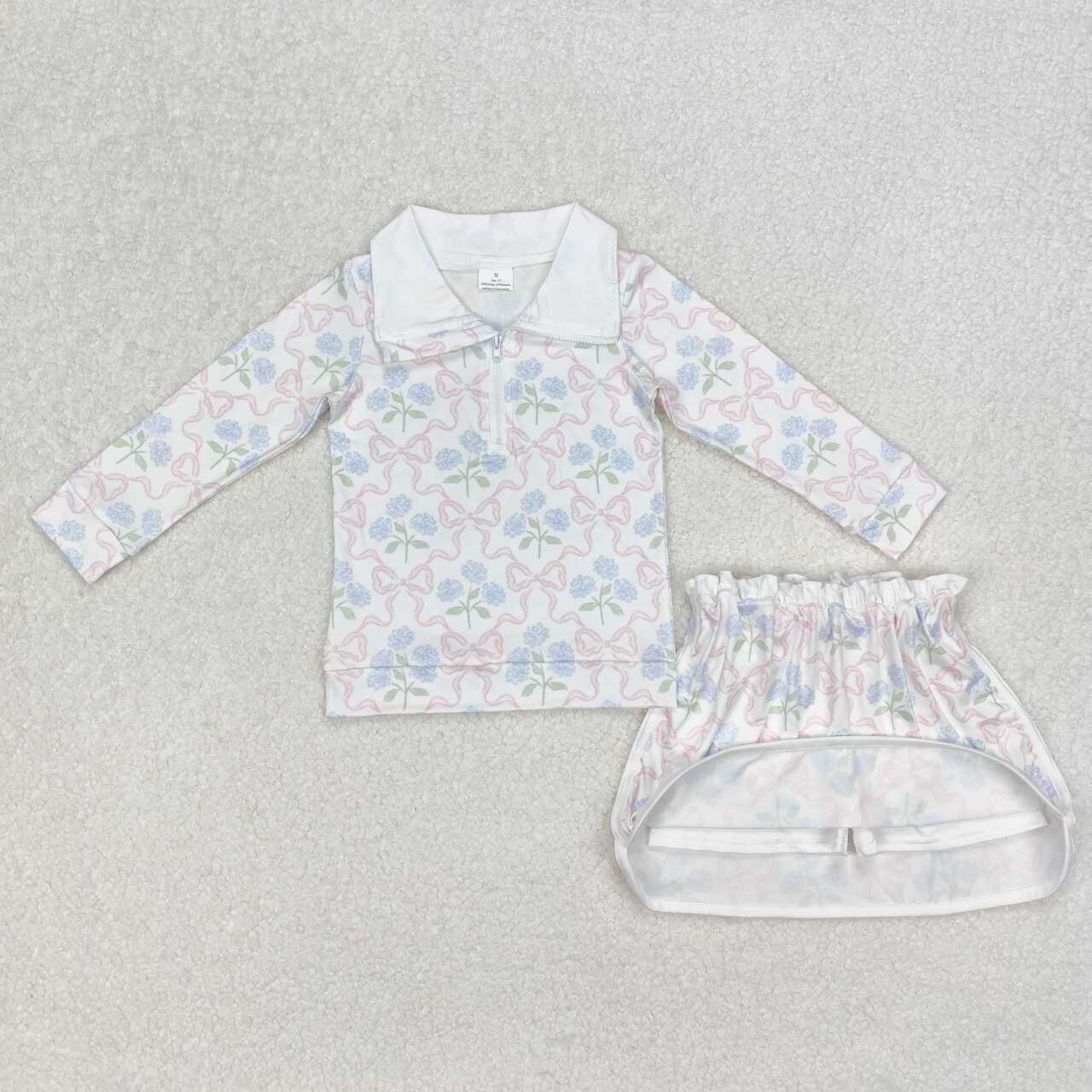 Bow floral long sleeve suit