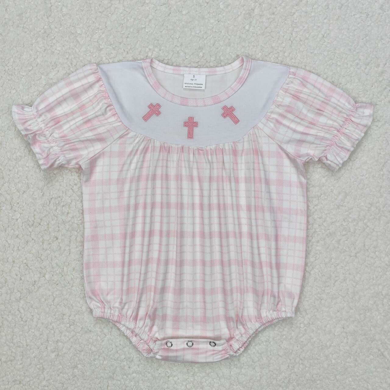 Easter cross embroidery Baby Romper