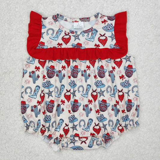 Western 4th of july cactus Baby Romper