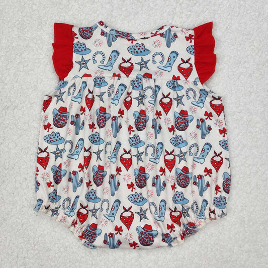 Western 4th of july cactus Baby Romper