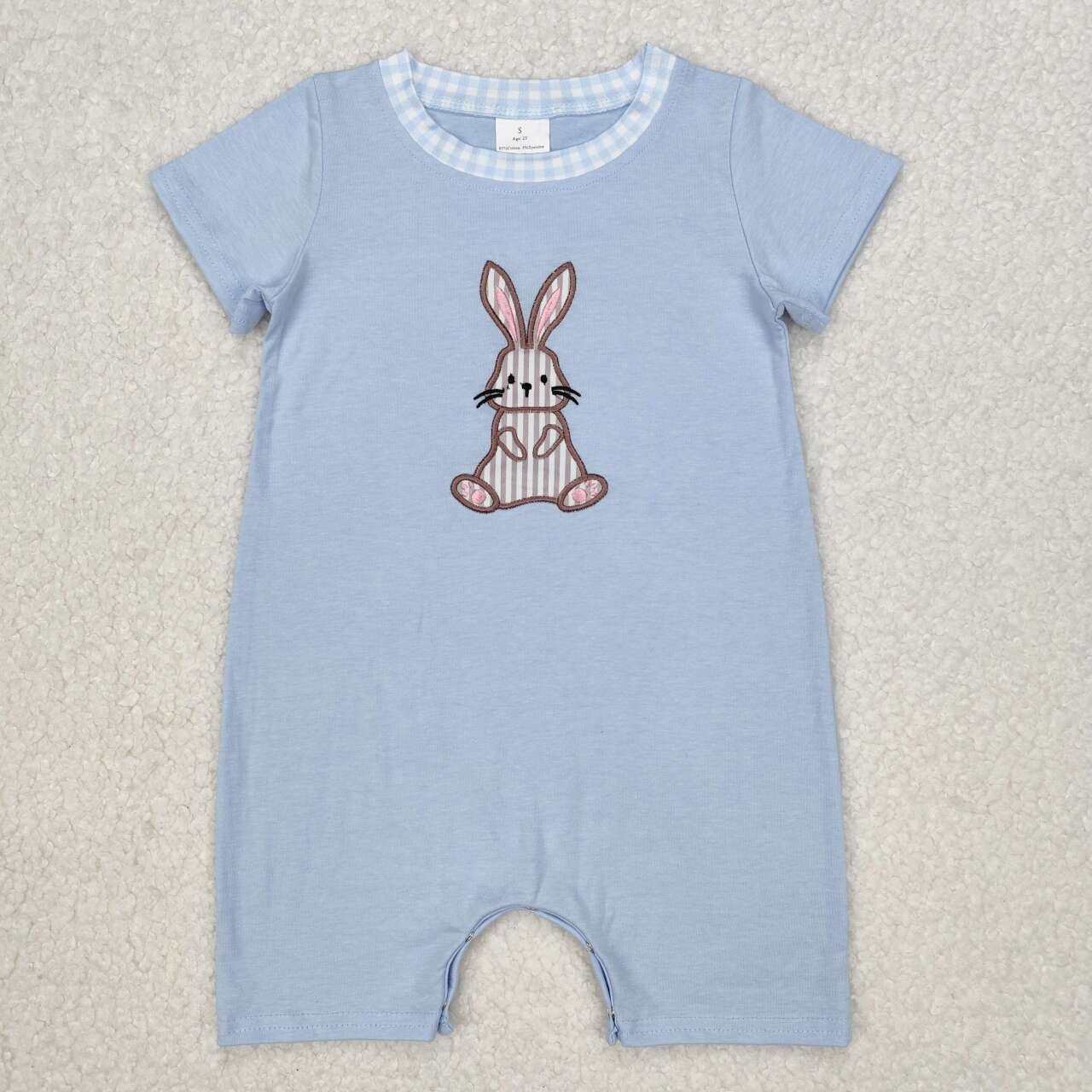 Easter Bunny embroidery Boy Baby Romper