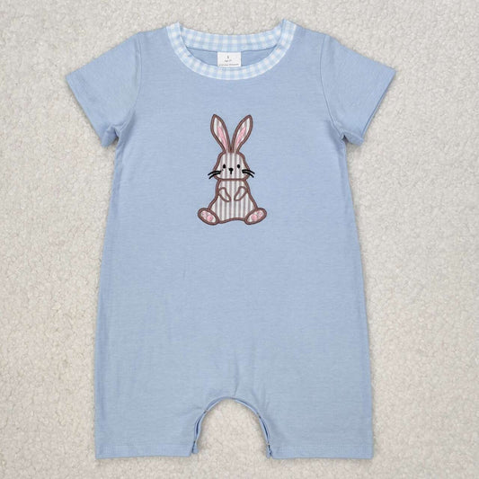 Easter Bunny embroidery Boy Baby Romper