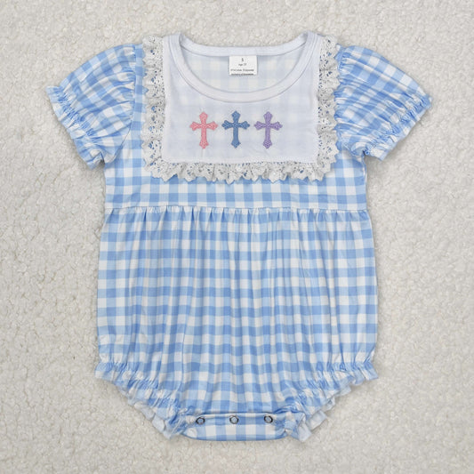 Easter cross embroidery Baby Romper