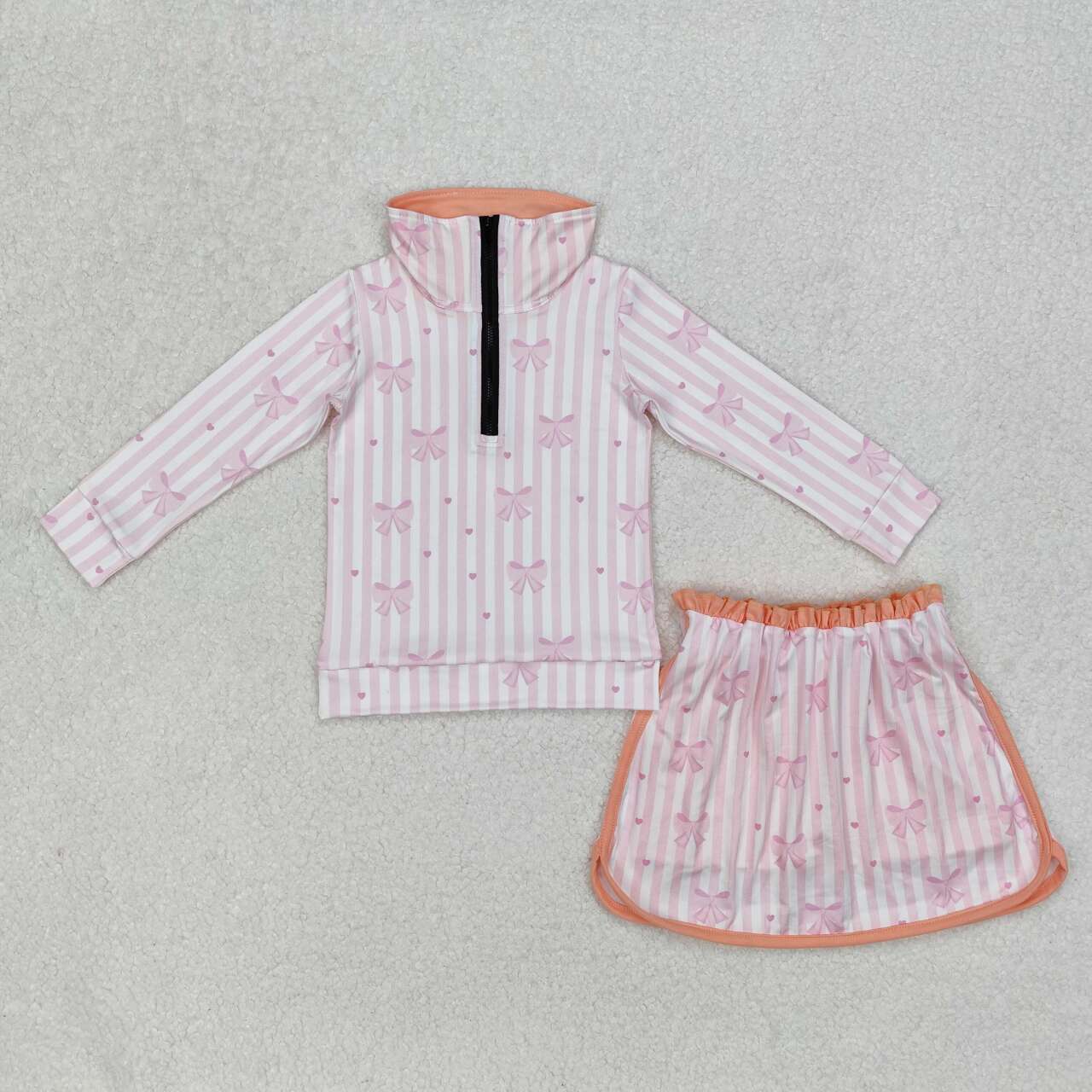 Stripe bow long sleeve suit