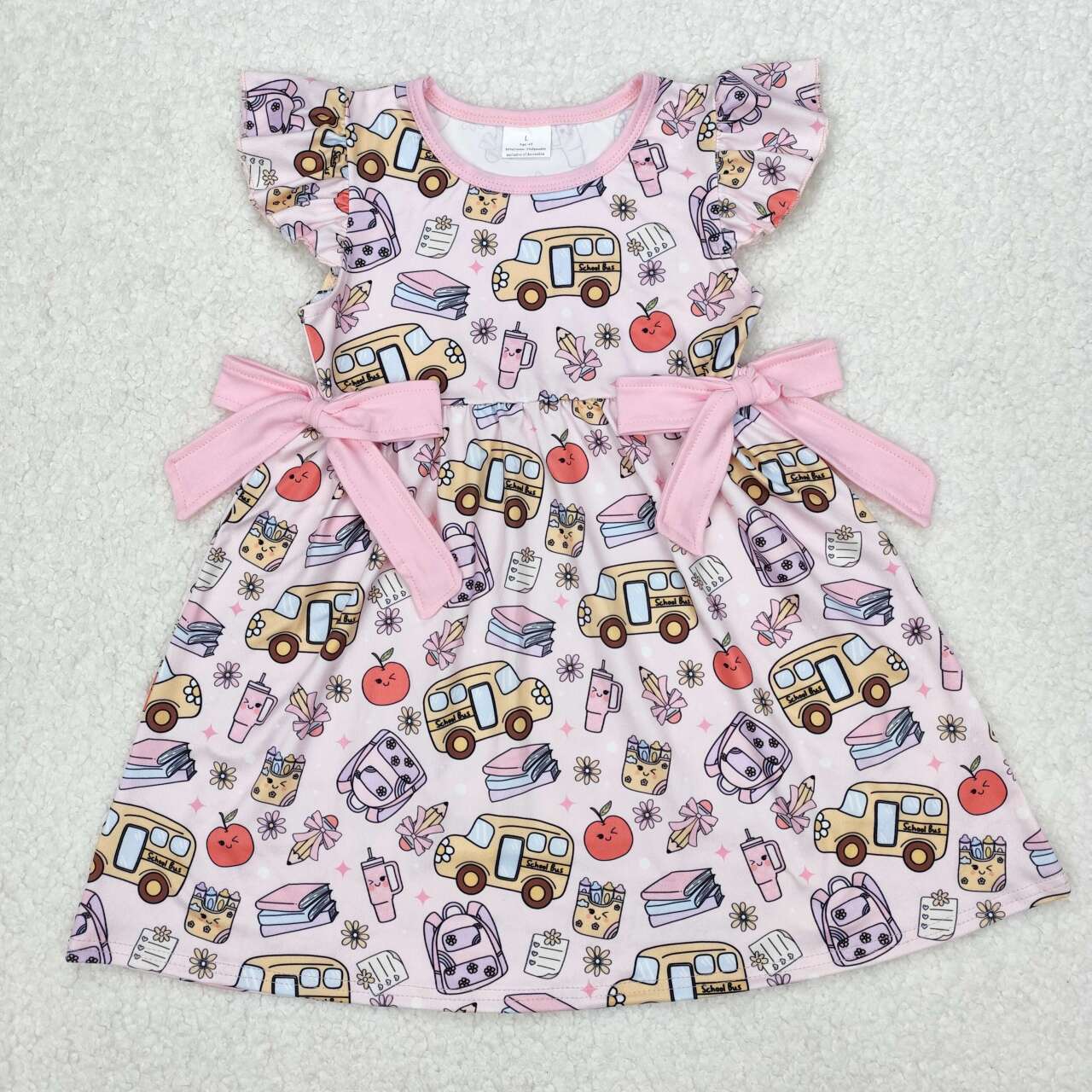 Back to School apple floral Girls dress