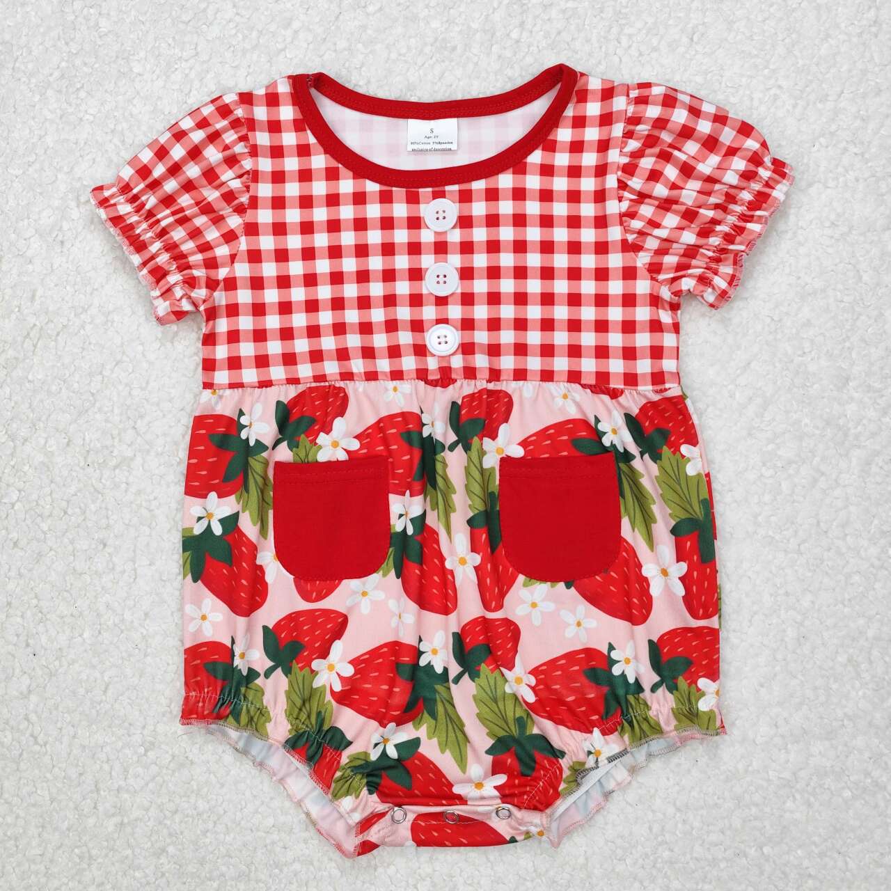 strawberry Print Baby Romper