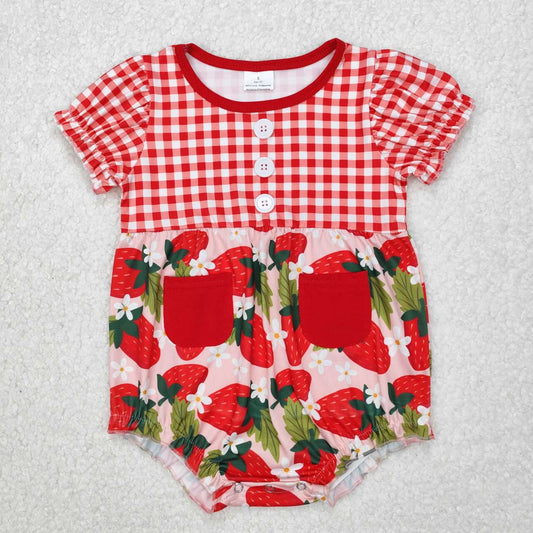strawberry Print Baby Romper