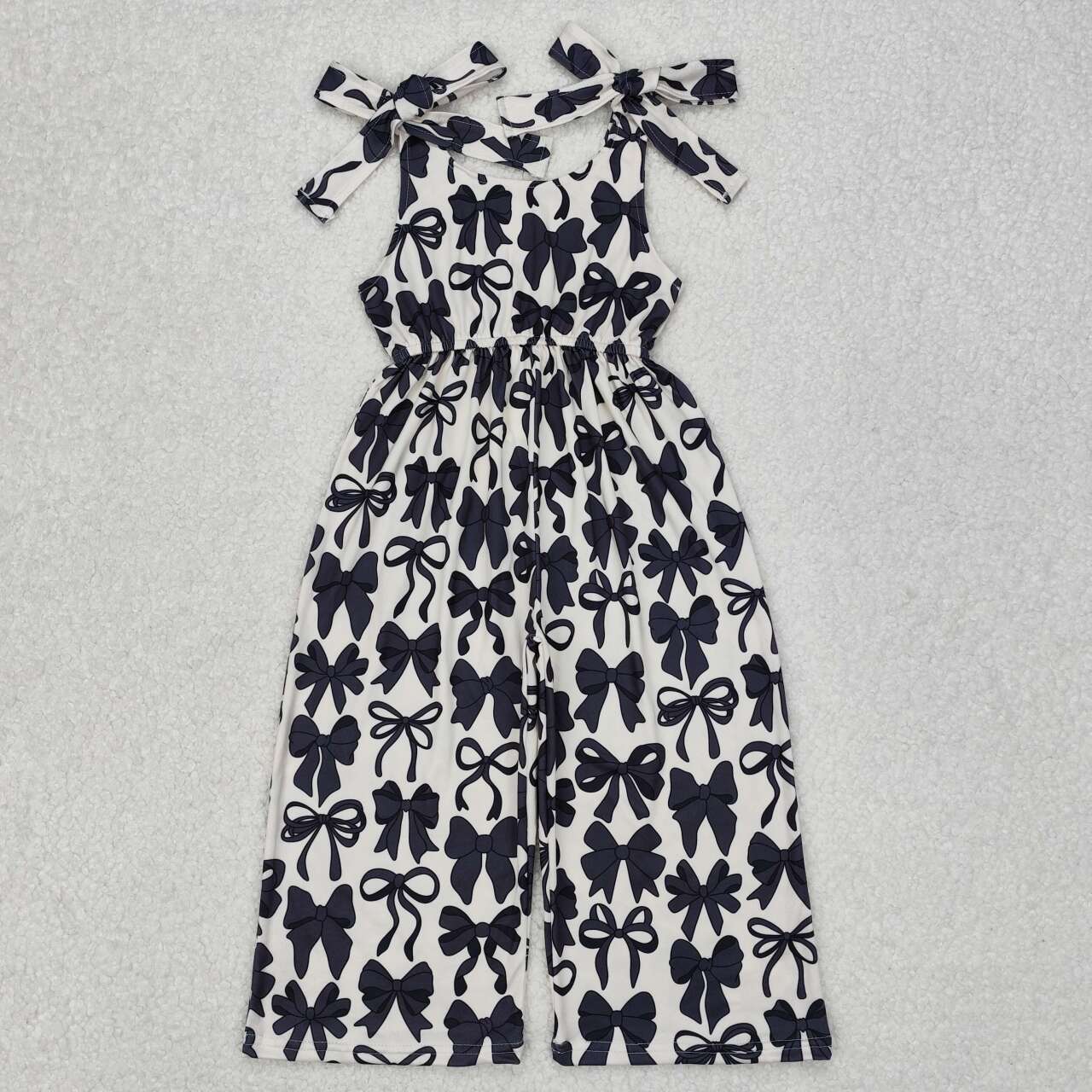 Balck Bow Print Jumpsuit