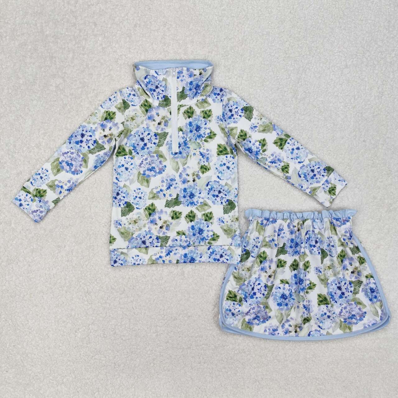 Blue floral long sleeve suit