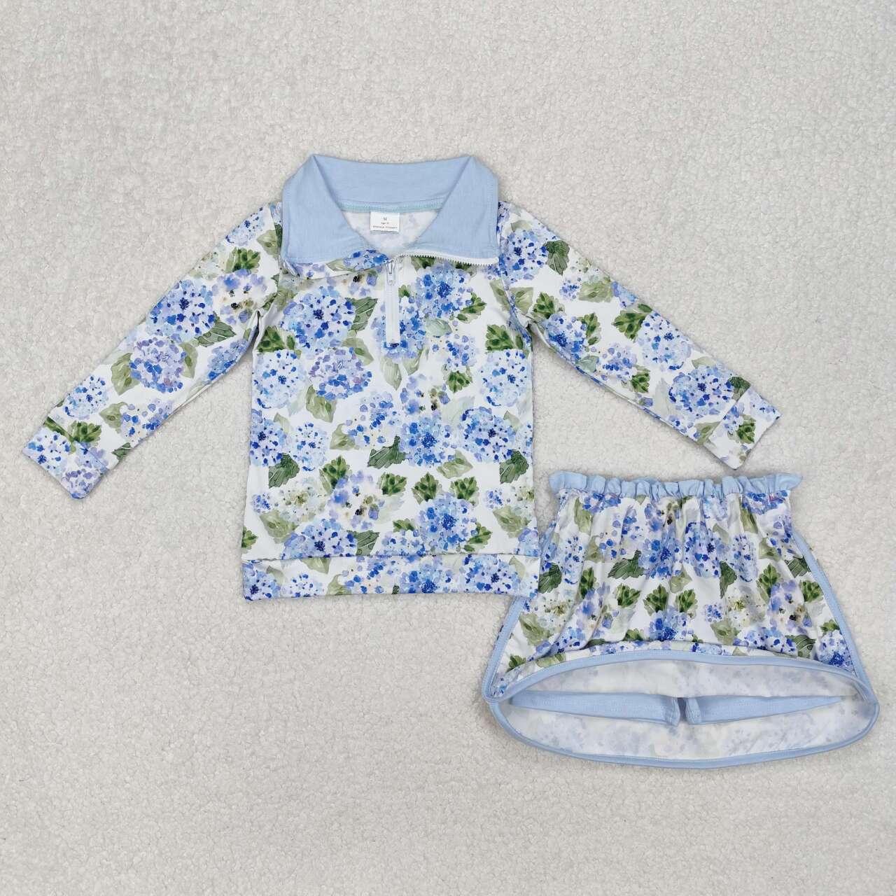 Blue floral long sleeve suit
