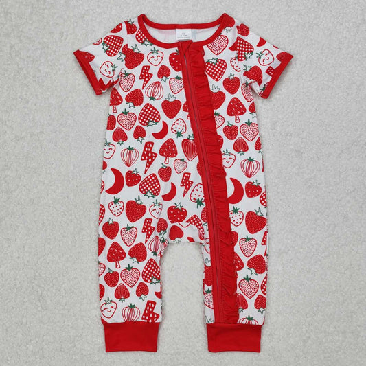 strawberry Print Baby Romper