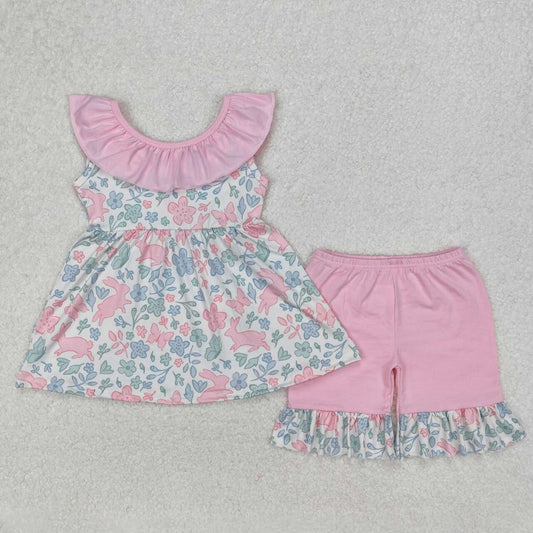 Easter Bunny floral girls Suit Summer Set