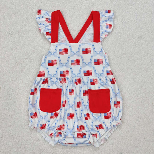 july of 4th flag Print Baby Romper