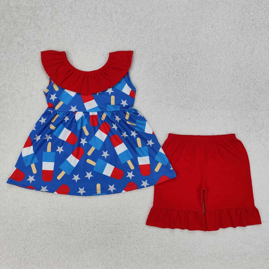 july of 4th blue popsicle Girls Set