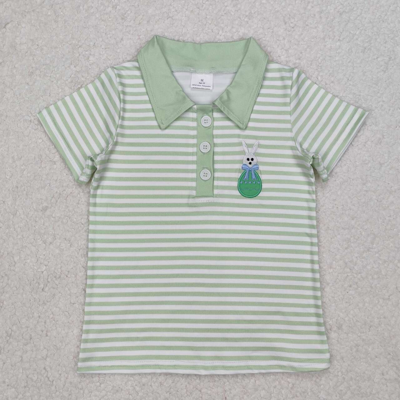 Easter Stripe Bunny With Button Boy Shirt