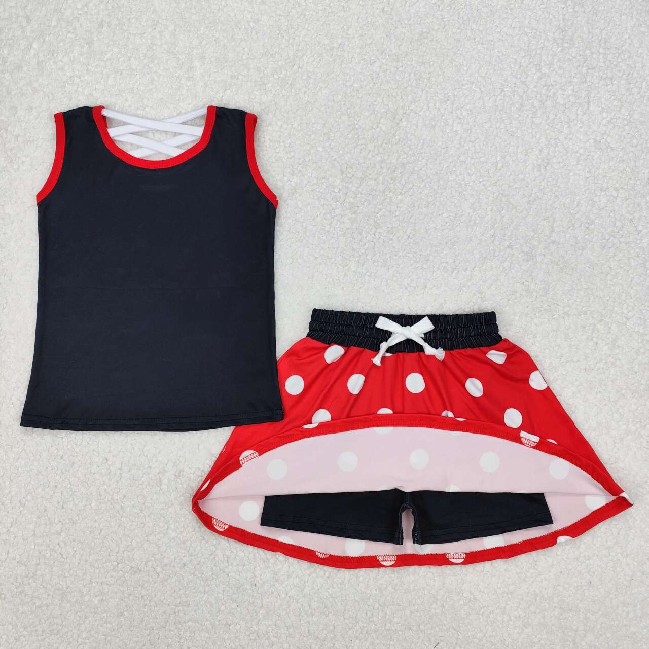 black Red cartoon sleeveless Girls Set