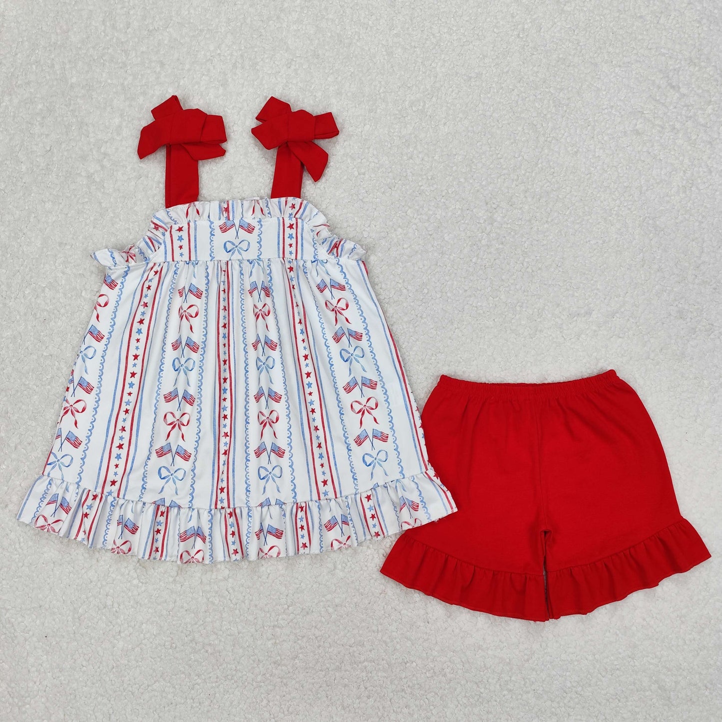 Bow Print Short sleeve Girls Set