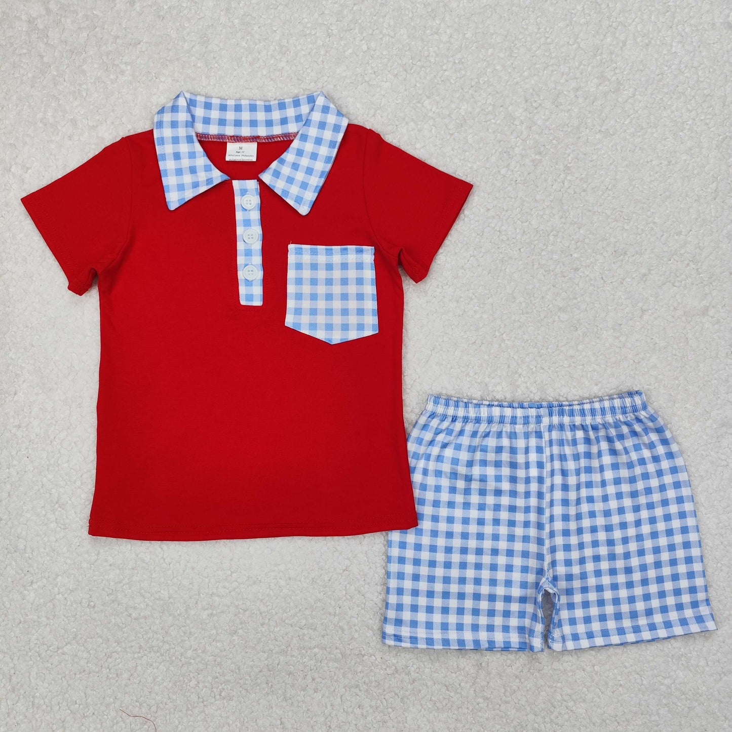 Red Print Short sleeve Boy Set