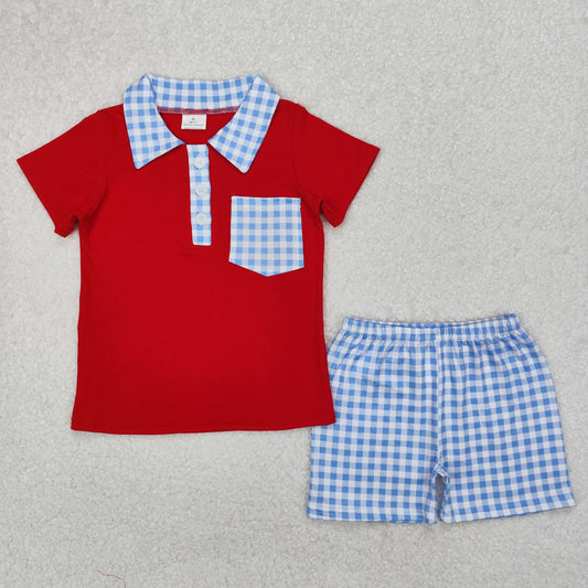 Red Print Short sleeve Boy Set
