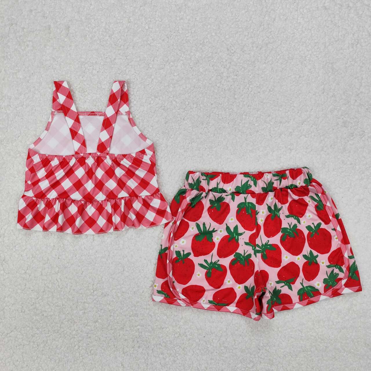 red plaid strawberry Girls Set