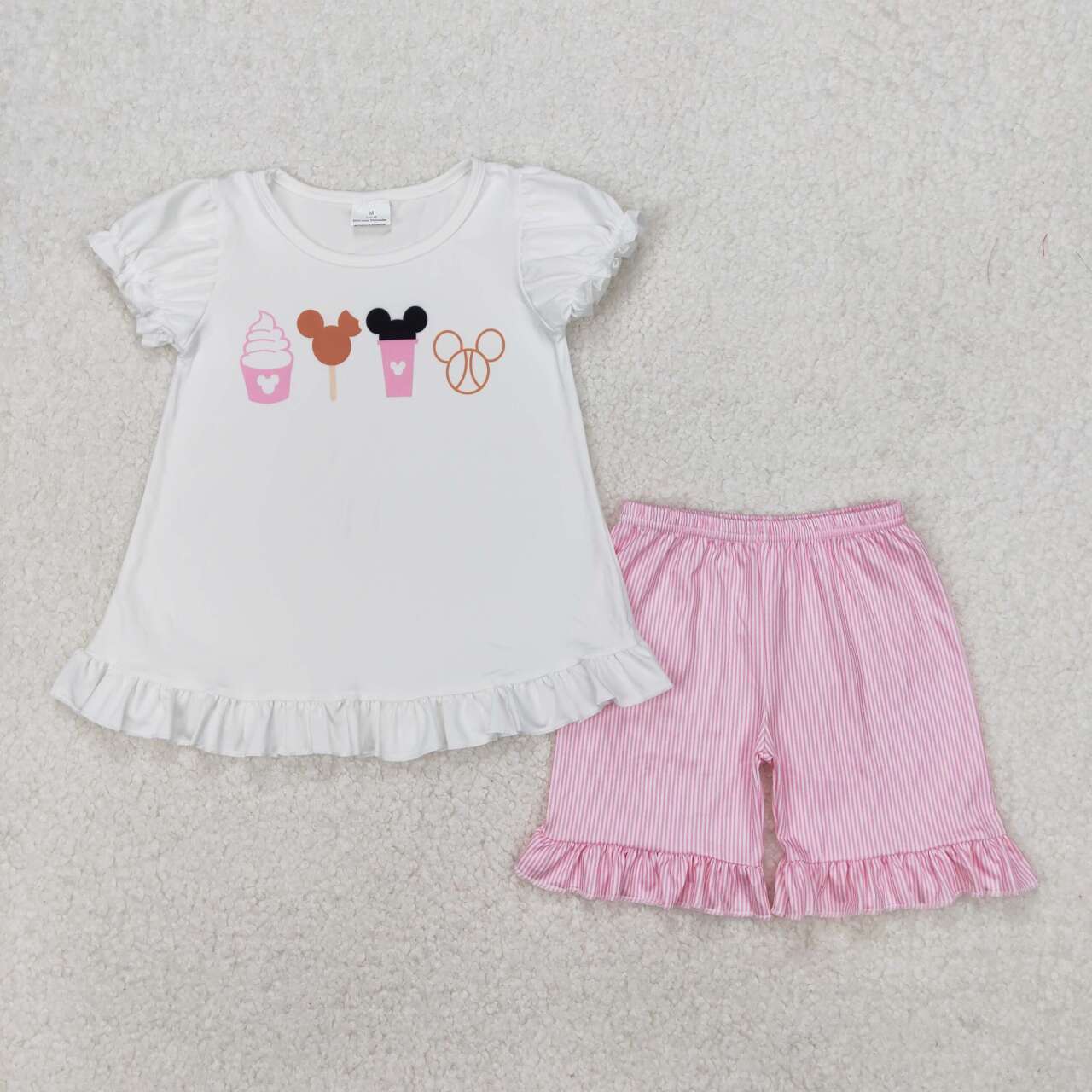 Cartoon Print Short sleeve Girls Set