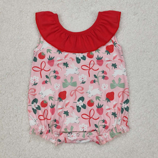 Pink strawberry Print Baby Romper