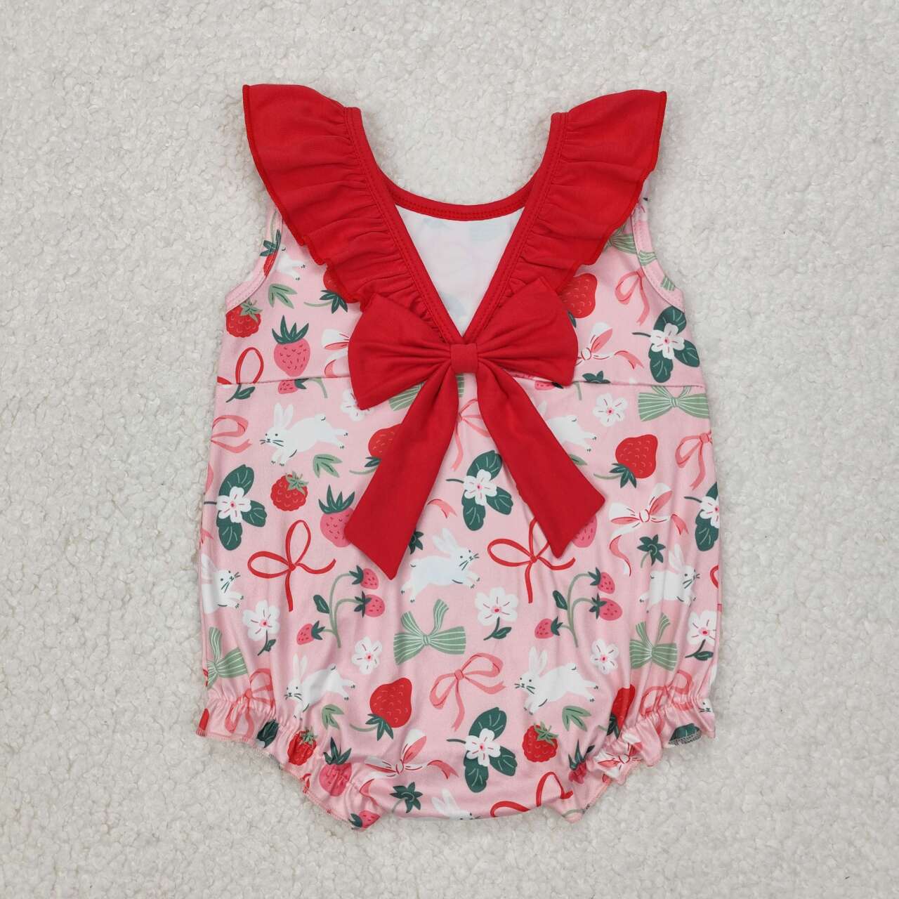 Pink strawberry Print Baby Romper
