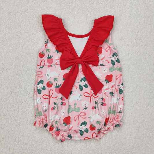 Pink strawberry Print Baby Romper