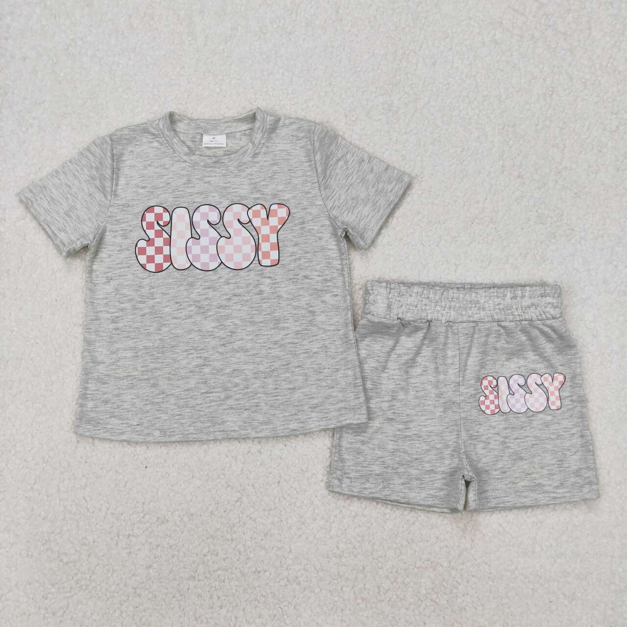 Grey SISSY Print Short sleeve Set