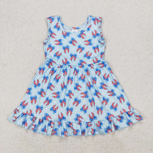 July of 4th Bow print Girls dress