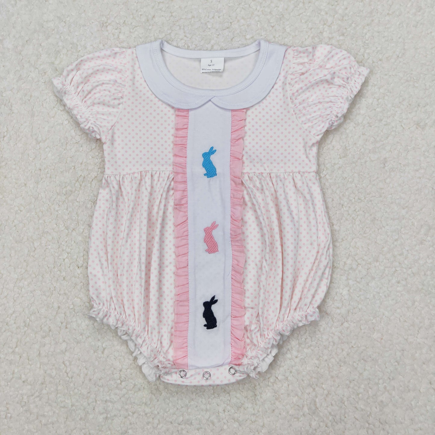 Easter Buuny embroidery Boy Baby Romper