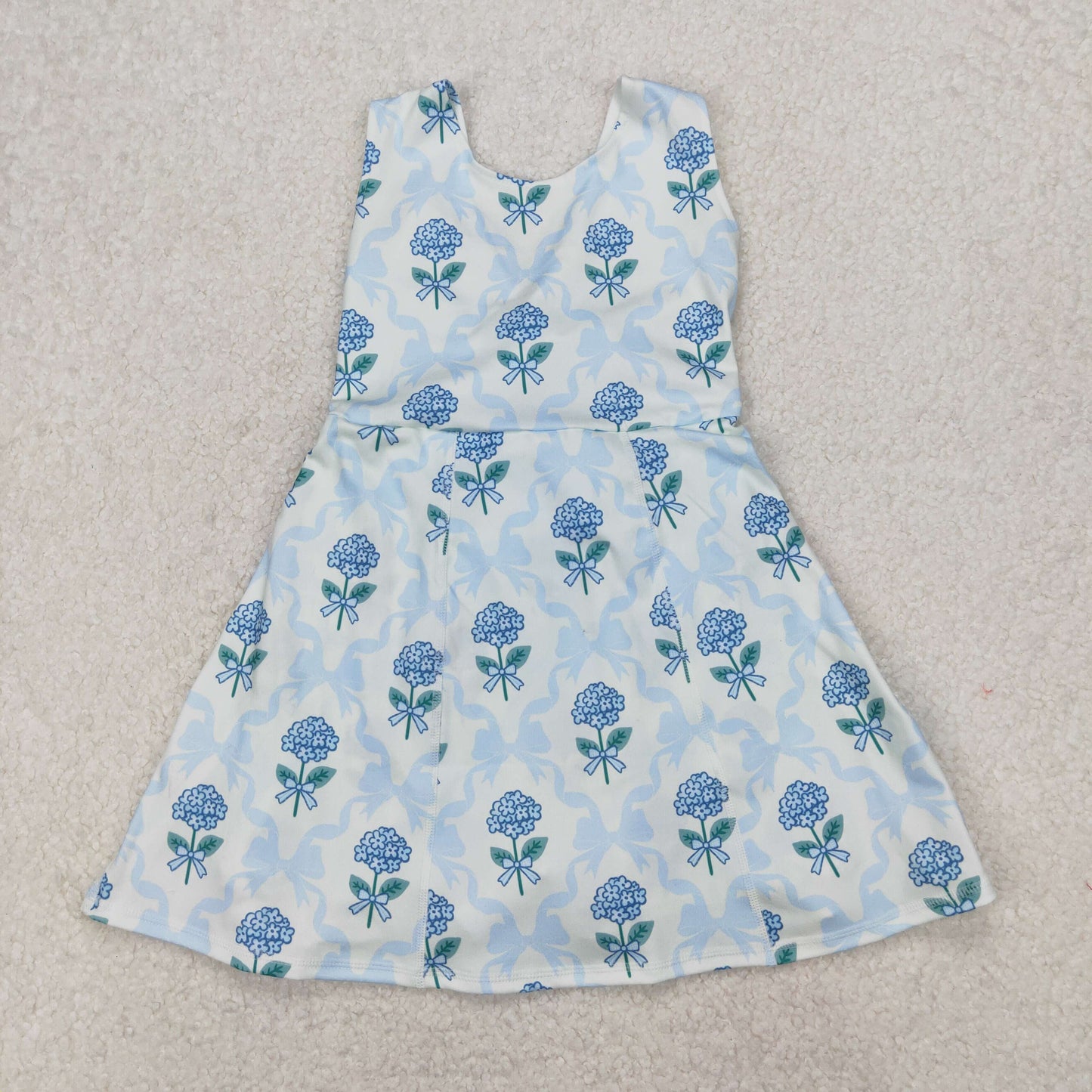 Blue floral sleeveless print Girls dress