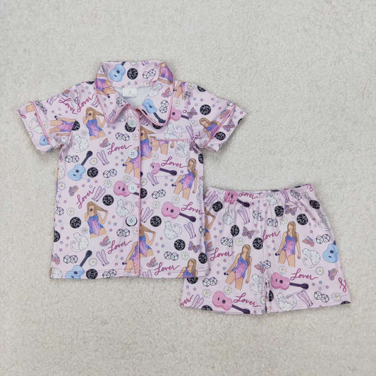 Cartoon With Button Short Sleeve Short Pajamas